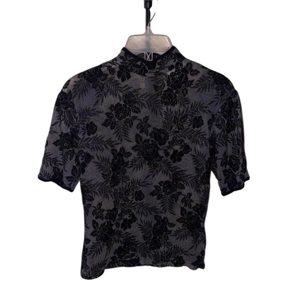 Kenar Black Mesh Floral Printed Top